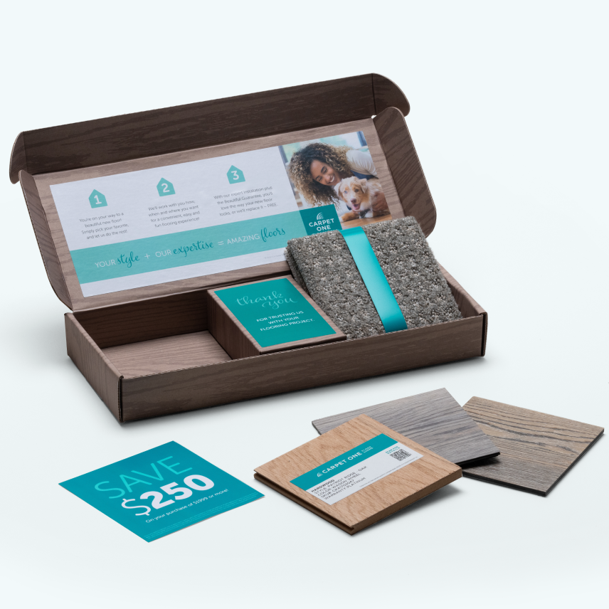 Sample box that allows you to order flooring samples to your home