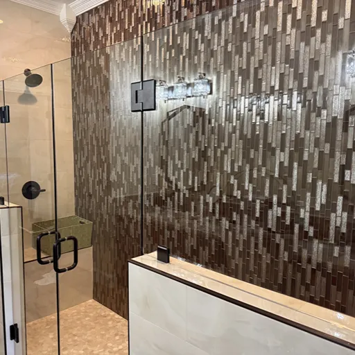 Silver walk in shower mosaic tile in Durant